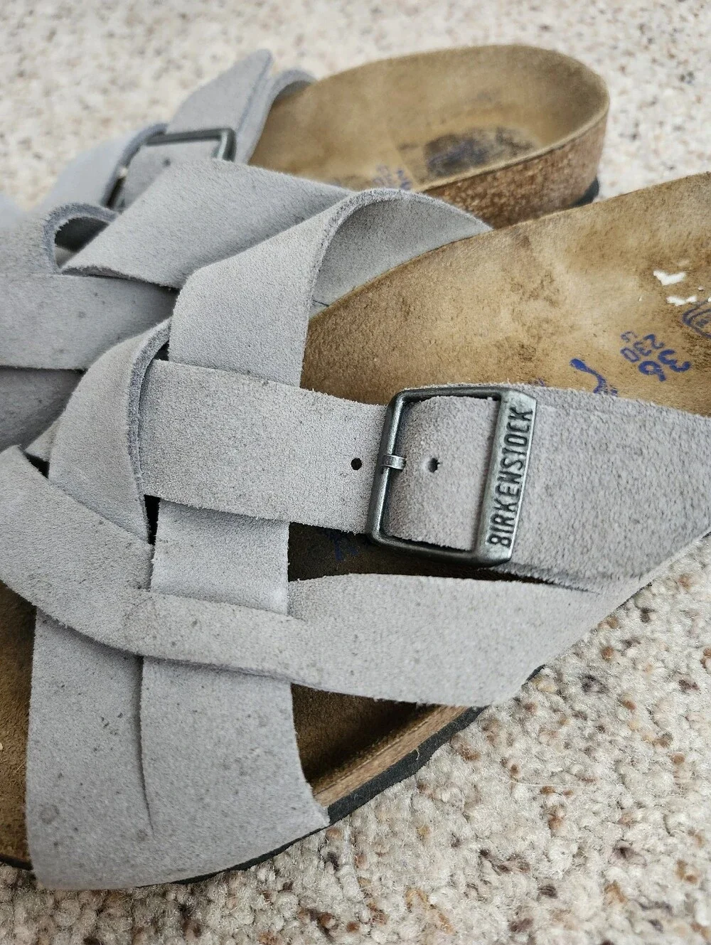 Birkenstock Women's Woven Suede Slide Sandals in Gray